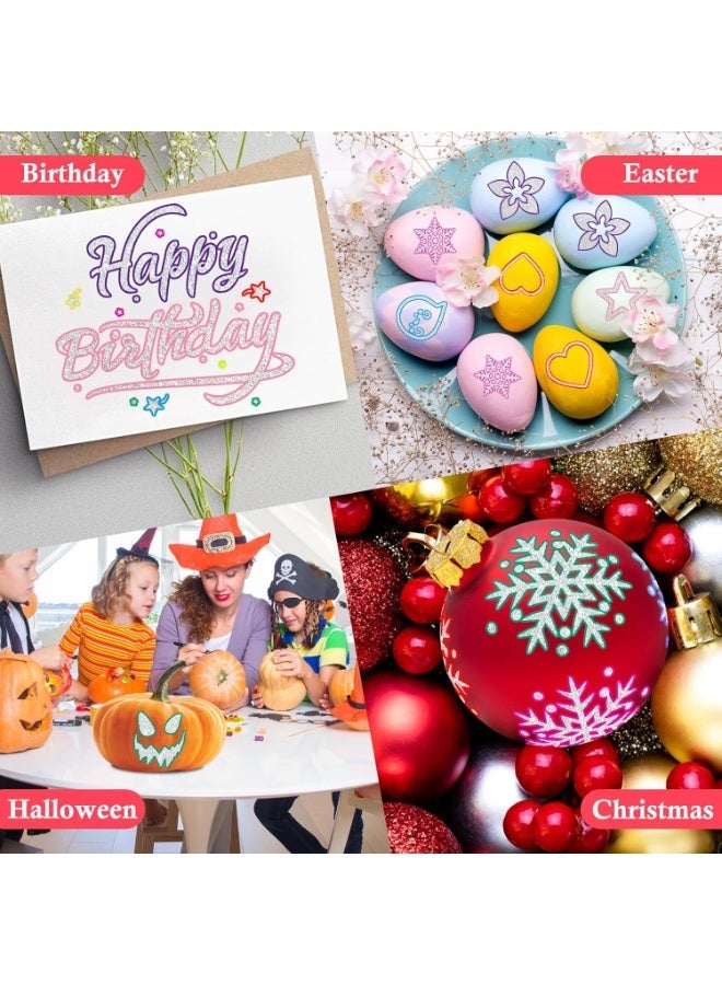 شمعات توهج ماركر مخطط خط مزدوج: مجموعة أقلام معدنية متألقة 12 لونًا هدايا فنية لرسم الرسومات للأطفال من 4 إلى 14 عامًا، ملصقات فنية، هدايا عيد الميلاد للبنات المراهقات - Image 5